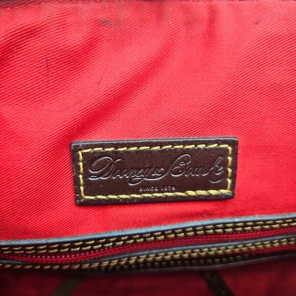 Dooney & Bourke | Chevron Leather Satchel Bag | Brown And Tan Geometric - Picture 9 of 12